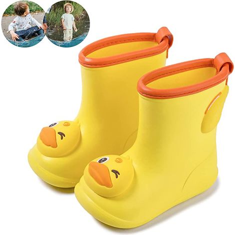 Bottes de pluie imperméables en caoutchouc avec poignées faciles à enfiler, antidérapantes et résistantes, pour tout-petits et enfants. Bottes de pluie pour la boue, idéales pour les tout-petits et le (1/5)