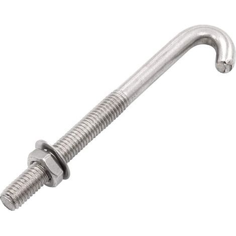 Satz mit 25 J-Bolzen mit Mutter und Unterlegscheibe M8x120 mm aus Edelstahl zur Befestigung von Doppelstab-Gitterrosten, Zaunzubehör und Toren (1/3)