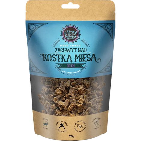 Friandises pour chiens Trzypsy Deluxe, cube de viande de cerf 70 g