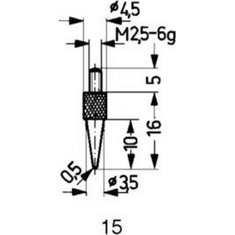 Conector de medida de Acero, Modelo :puntiagudo 0,5 mm