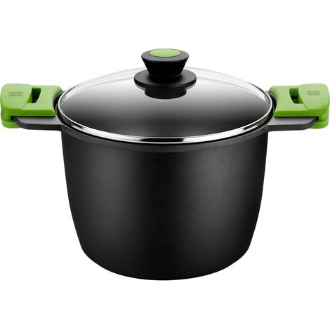 BRA Advanced - Pentola Alta con Coperchio in Vetro e Silicone Maniglie, 24 Cm (1/3)