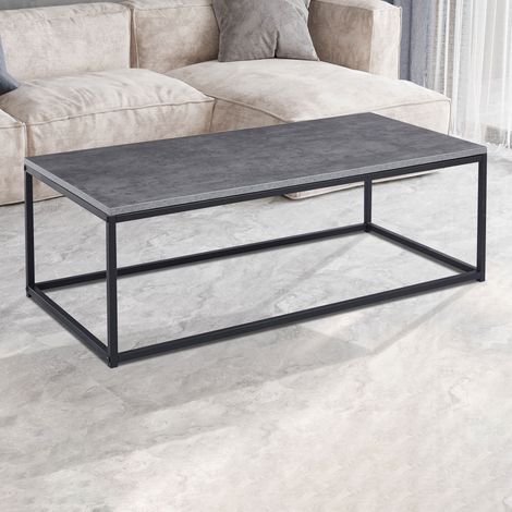 Table basse 120x60x40 cm décor effet pierre gris - DALLIZ