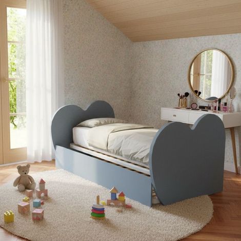 Letto singolo a cuore con secondo letto estraibile - Ideale per camerette - Avio