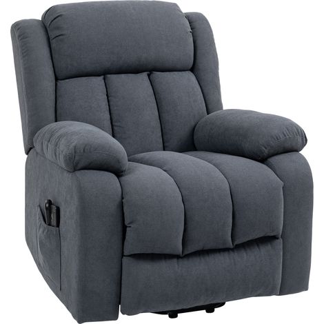 Fernsehsessel mit Aufstehhilfe Elektrisch Relaxsessel mit Liegefunktion, Massagefunktion, 93x91x103 cm, Dunkelgrau (1/5)