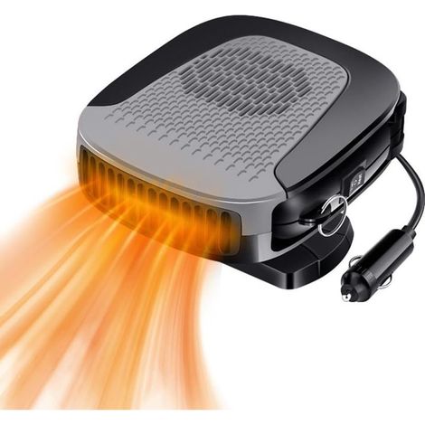 Ventilateur, chauffage et dégivreur de voiture, avec base rotative à 360°, chauffage allume-cigare 12 V, chauffage 12 V, allume-cigare à carburant (gris) (1/5)