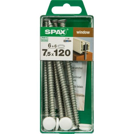 SPAX Lot De 6 Vis Acier Tête Fraisée Torx Spax, Diam.7.5 Mm X L.120 Mm (1/3)