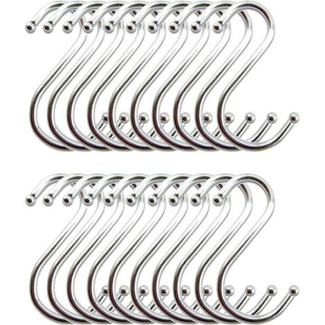 Crochet S Acier Inoxydable, Crochet Cuisine Crochets en Forme de S Suspension Accroche Ustensiles de Cuisine(Lot de 20) (1/4)