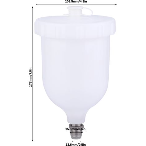 Pistolet à peinture de 600 ml avec pot à gravité en plastique pour D-evilbiss GTI / T-EKNA Pro Pri FLG (1/5)