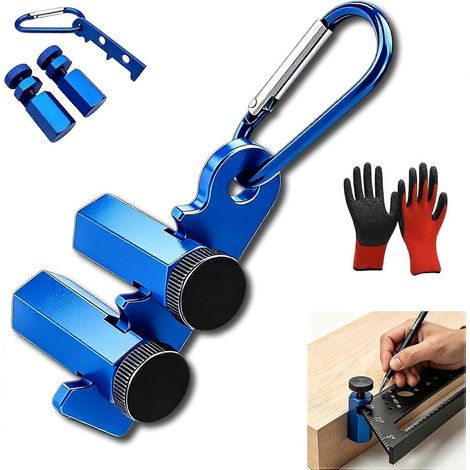 Gabarits de fixation pour équerre de charpentier, jauges d'escalier avec jauge de marche haute, support outil de serrage et porte-jauges bleu (1/5)