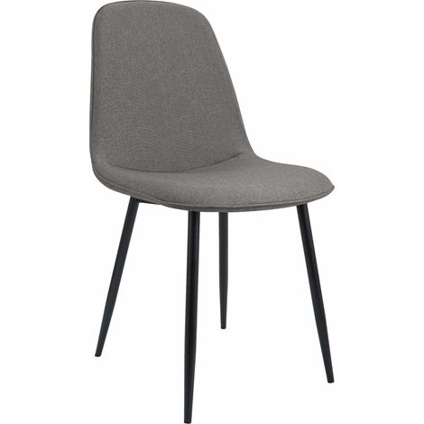 Chaise de salle à manger x1 élégante et minimaliste en tissu gris clair cadre en métal noir 100007640 (1/5)