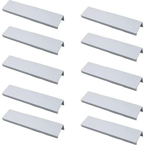 (Blanc)Lot de 10 Poignée Noir Poignée de Meuble Noir- Poignée Invisible Poignee de Meuble Cuisine Noir Poignée Meuble Noir Mat en Alliage d'Aluminium Entraxe 128mm (1/5)