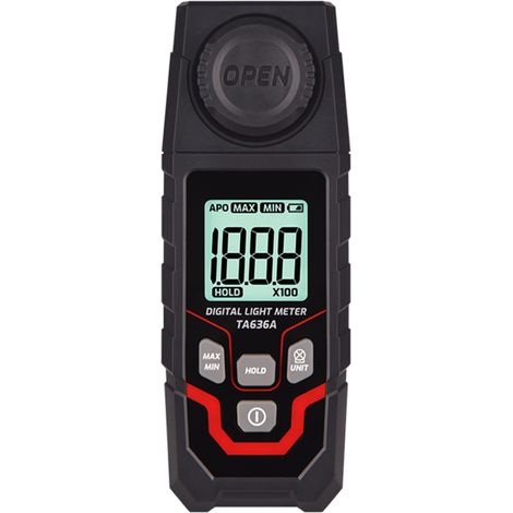 Luxmètre numérique portable TA636A avec capteur intégré, écran LCD 4 chiffres, plage de mesure 0200 000, sélection d'unités Lux/FC, testeur de lux pour la culture des plantes (1/5)