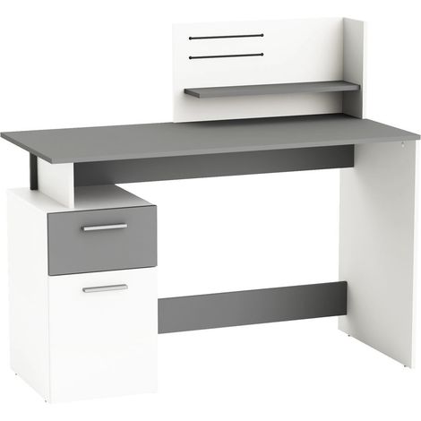 Bureau informatique moderne blanc/gris Uranus (1/5)