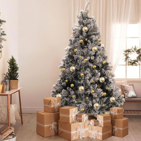 Jiubiaz Albero di Natale artificiale innevato 180 cm, 860 rami, PVC e metallo, effetto neve bianca (1/3)