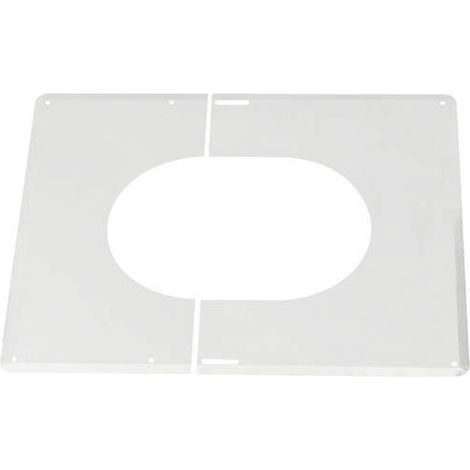 TEN – Plaque de finition inox laqué blanc 0°-30° – Ø150 pour plafond rampant – Installation extérieure – Coupe nette sans éclat (1/4)