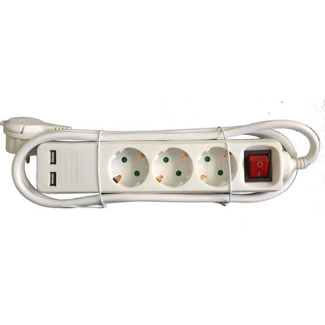 talox base multiple 3 tomas+2 usb interruptor 1,5 m cable d03bku