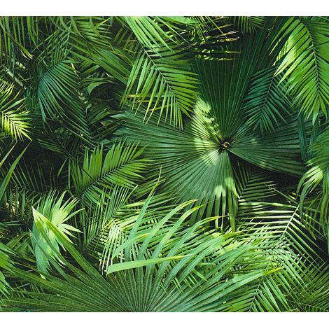 Papier peint bande décorative jungle | Tapisserie verte feuille idéal pour salon | Papier peint végétal vert motif feuille pour couloir - 2,50 x 0,52 m (1/2)