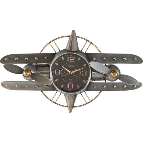 Reloj Pared Metal 77,5X15X46 Avion Plateado (1/4)