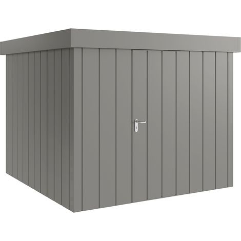 Hörmann Metall-Gerätehaus "Juno" mit Flachdach, JFD10 - Modern, 262 x 262 cm (B x T), graualuminium, 1-flüglige Tür, Anschlag rechts (1/5)