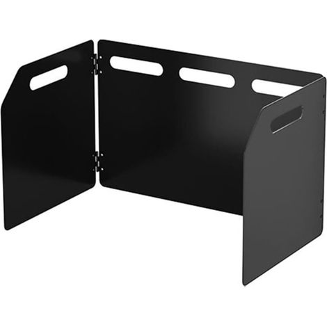 Pare-vent pour réchaud camping - 1 pièce - Alliage zinc et fer - Pliable 4 panneaux - Randonnée et pique-nique - Noir compact (1/5)