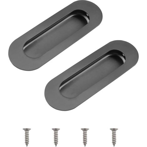 Integrierte Edelstahl-Möbelgriffe, oval, 2er-Set, flächenbündig, für Schubladen und Schränke