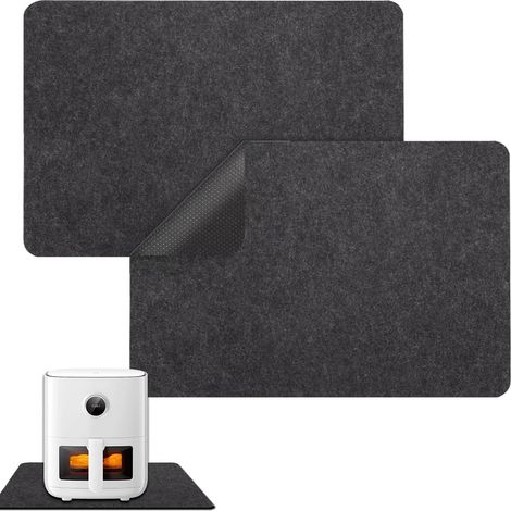Filiyano-Tapis résistant à la chaleur 44 x 30 cm pour friteuse à air chaud - Sous-tapis à café, protège-bureau - Tapis isolant en feutre - Gris (1/5)