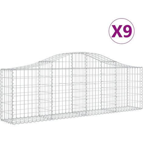 Maison Exclusive - Cestas de gaviones 9 uds forma de arco hierro