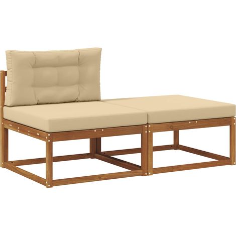 Sectional Sofa Units with Cushion 2 Piece Natural vidaXL