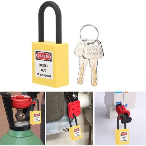Verrouillage de consignation, Verrouillage d'étiquetage Applications de verrouillage extérieur Cadenas de consignation Isolation antipoussière pour l'ingénierie pour l'industrie(jaune). (1/5)