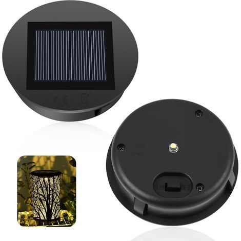 Lampe Solaire de Rechange avec Ampoule LED, 4 Pièces 8cm Remplacement de Couvercles Solaires, Remplacement de lumières solaires Top pour Lanterne de Jardin Suspendue Extérieure (1/5)