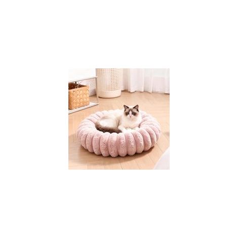 Blumen-Katzen- und Hundebett, waschbares Plüschbett, rutschfester und wasserdichter Boden, Kunstfell, geeignet für Katzen und kleine Hunde bis 10 kg, Größe: 58 cm - Crezuo
