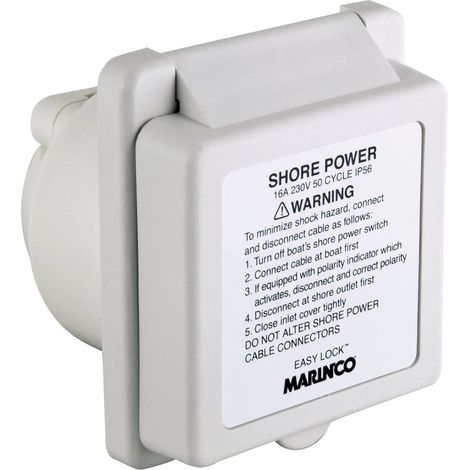 Accesorio de conexión Marinco inlet 16a 230v cuadrado impermeable UV