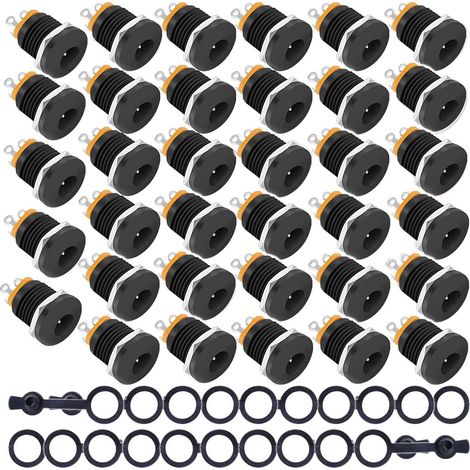 35Pcs Connecteur Alimentation 12V DC Fiche Femelle 5,5 x 2,5 mm à Souder Adaptateur Fiche Prise pour Camera de Surveillance Soudure (1/3)