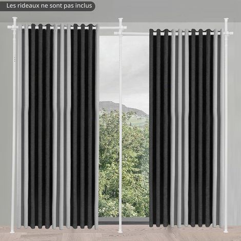 Barre de Séparation Pièce sans Perçage – Tringle Rideau Télescopique Réglable en Hauteur 122-305 cm, Support Mural Autoportant pour Cloison Amovible, idéal Locataires Blanc (1/5)