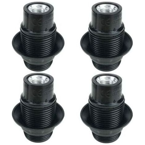Black E14 lamp holder, 4 pieces E14 socket, E14 lamp holder, solid lamp holder, black socket adapter (1/4)