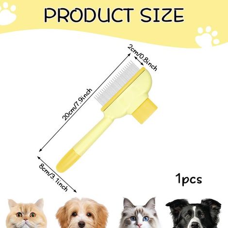 Cat Comb, Self Cleaning Cat Combs, Grooming Comb Pet Hair Removal Comb with Release Button Remove Dead Hair (1/4)