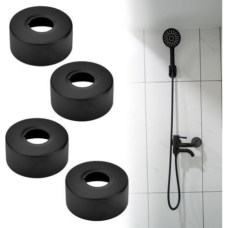 Couvercles 4PCS Rosace Mitigeur Douche, Rosace Robinet Noir Cache Radiateur Amovible Acier Inoxydable Rosace Radiateur Cache Tuyau pour Salle de Bain, Douche, Robinet, Radiateur (25 mm) (1/5)