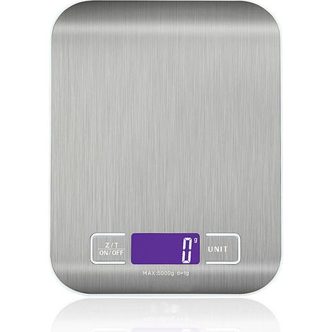High-Precision Electronic Kitchen Scale 5000g/1g with Backlit LCD Screen, 6 Units and Tare Function, Stainless Steel, Smart Digital, Multifunctional Food Scale (1/5)