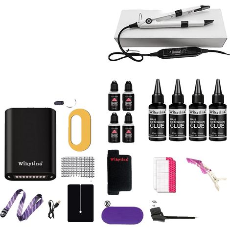 Máquina para extensiones de cabello, tecnología de luz UV, diseño portátil, kit de herramientas de 2 piezas. (1/2)