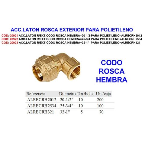 acc.laton r-ext.codo rosca hembra 32-1 para poliet alrecrh321