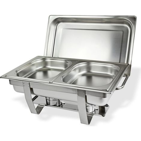 Speisenwärmer 2 Schalen Speisewärmer Warmhaltebehälter Chafing Dish Edelstahl (1/5)