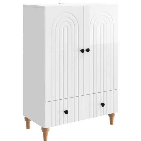 Credenza Bianco Lucido 66 x 34,5 x 95 cm Legno ingegnerizzato vidaXL