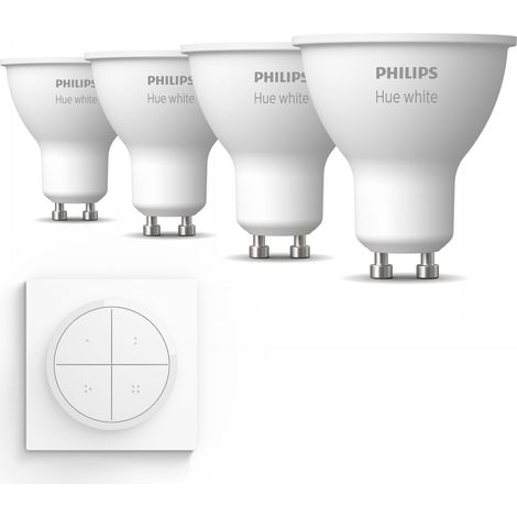 Philips Hue Kit d'extension GU10 avec 4 Spots LED Lumière blanche chaude - Incl. 1 Interrupteur à cadran (Blanc) - White (1/5)