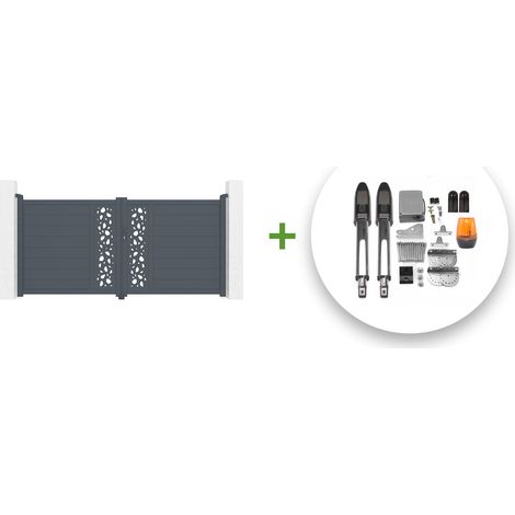 Portail battant électrique SUNNY 300x140cm gris + Motorisation TANKER B700 (1/5)