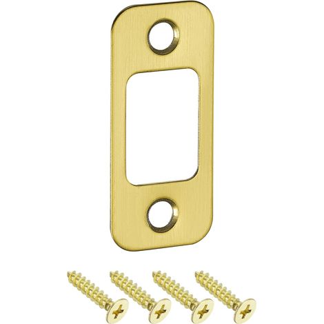 Pièce de Rechange pour Plaque de Serrure, 57mm x 25,5mm Plaque de Verrou de Pêne Dormant en Acier Inoxydable pour Plaques de Frappe de Porte pour Cadre de Porte, Couleur Or (1/5)