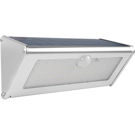 Lampe solaire LED extérieure étanche en aluminium avec détecteur de mouvement RIR (blanc chaud 4000K - 46 LED - capteur infrarouge) - Compatible avec les clôtures, murs et autres espaces verts. Éclair (1/5)