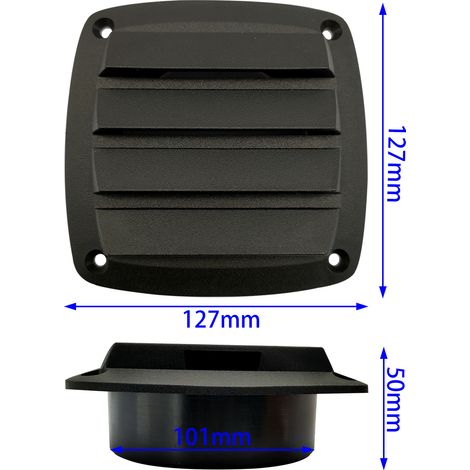 Black ventilation window, nylon ventilation panel, 127127 mm ventilation opening and exhaust valve, accessories for yachts, boats and motorhomes.--DTEKGAZ