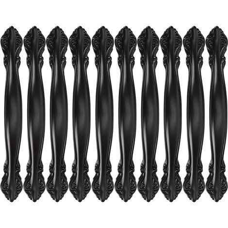 Poignées de meuble noires 96mm, lot de 10, style simple, tiroir et porte d'armoire, bureau, poignée de tirage moderne (1/5)