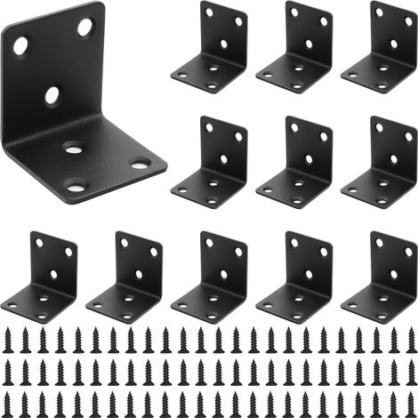 Equerre de Fixation,12 pieces equerre metal,404040 mm Equerre d'assemblage,Lourd equerre inox,Droit Support en forme de L,Connecteur de meuble,Adapté à meuble en bois,mur,table,chaise (Noir mat) (1/5)