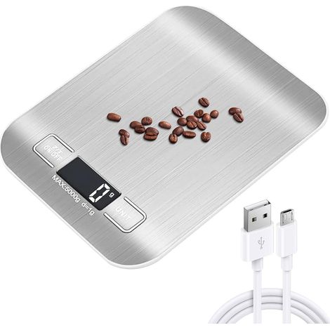 Balance de cuisine numérique 10 kg/1 g, rechargeable USB, écran LCD, fonction tare - Balance professionnelle multifonction (1/5)